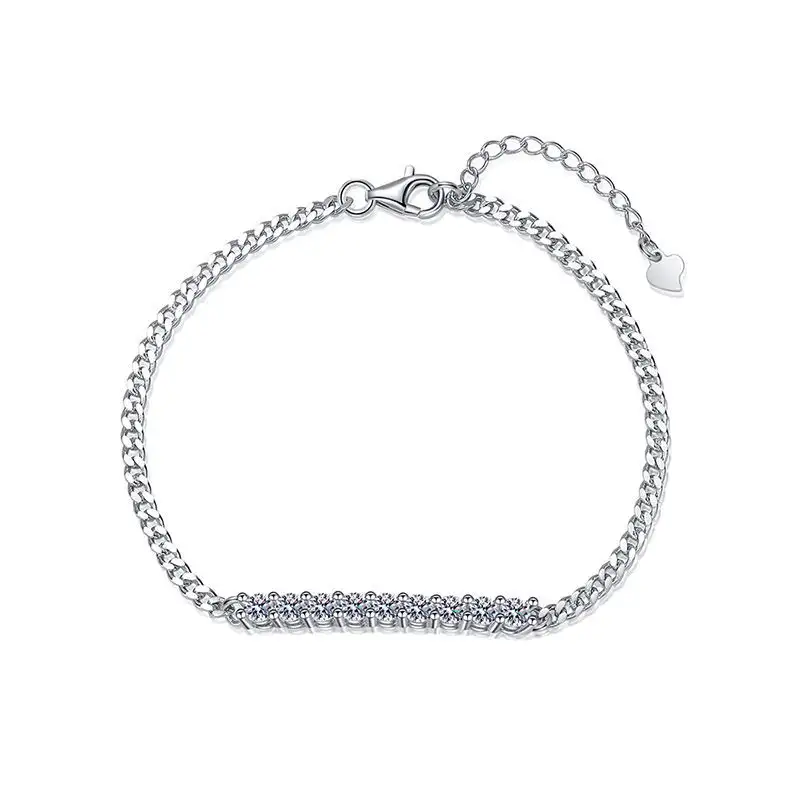 S925 Sterling Silver Cuban Moissanite Bracelet