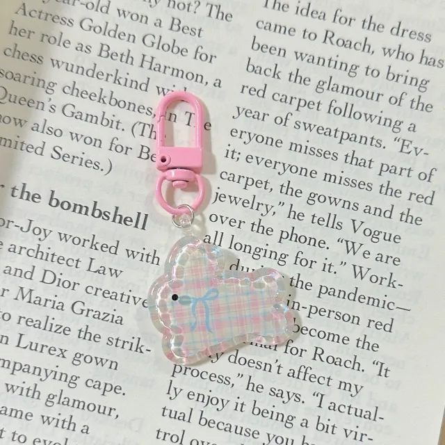Transparent Five Rabbit Keychain Ins Sweet Girl Plaid - Shop at LoveMi
