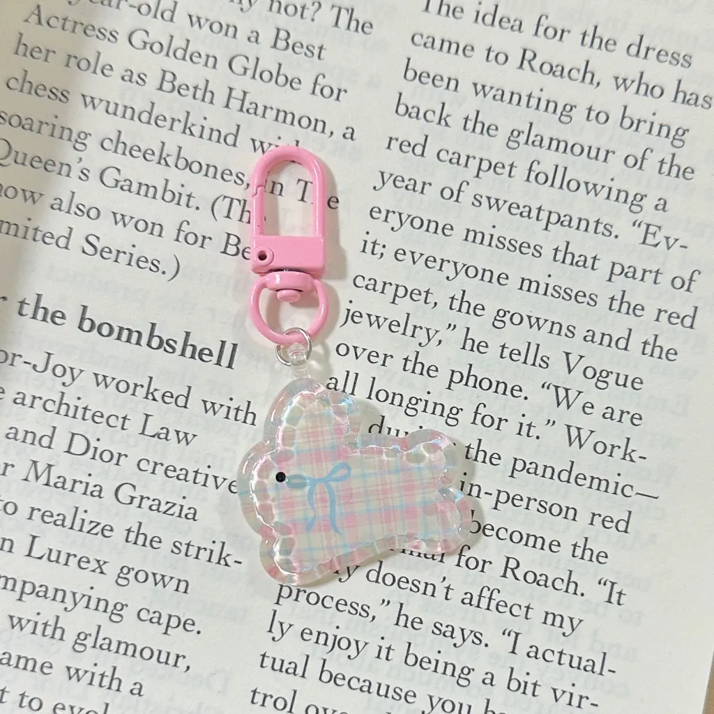 Transparent Five Rabbit Keychain Ins Sweet Girl - Plaid