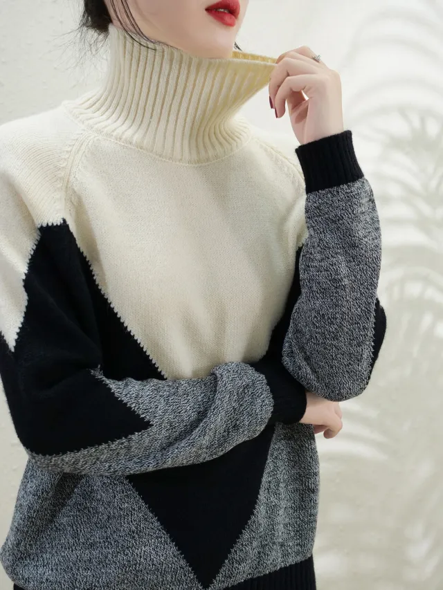 Women's Turtleneck Wool Knitted Bottoming Shirt Picture Color M - Shop at LoveMi