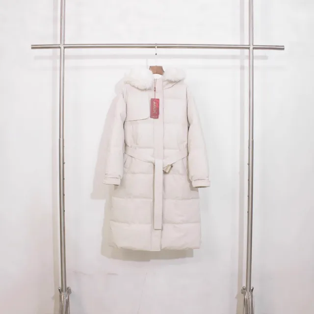 Over The Knee Hood Fur Collar Thickened Warm Cotton Coat Beige - Shop at LoveMi