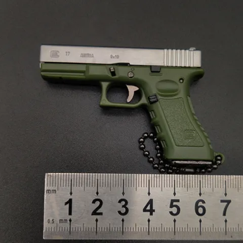 G17 Half Alloy Key Ring Model Guns Pendant Gift Toys - Silver Green Glk