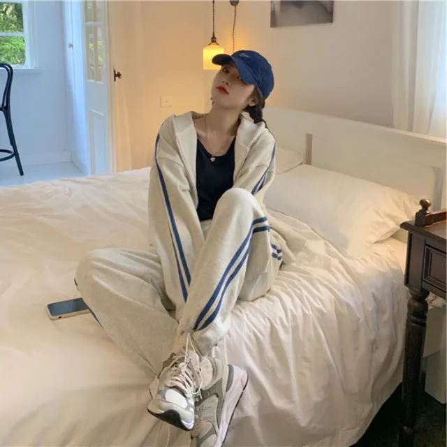 Spring And Autumn Temperament Wear Two piece Pants Light Gray Suit - Shop at LoveMi