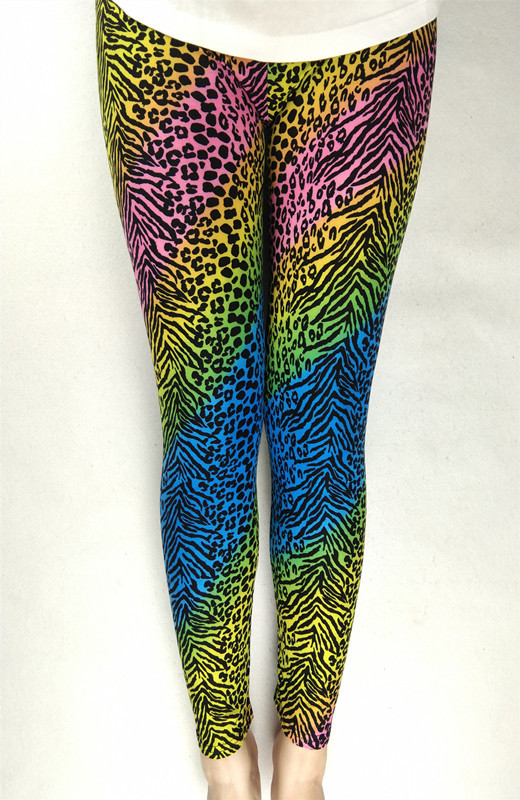 Title 11, Leggings femininas com estampa de leopardo neon...