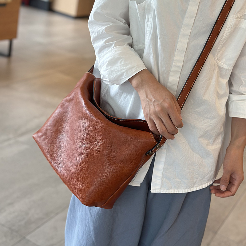 Genuine Leather Bucket Crossbody Bag, picture 3 of 8