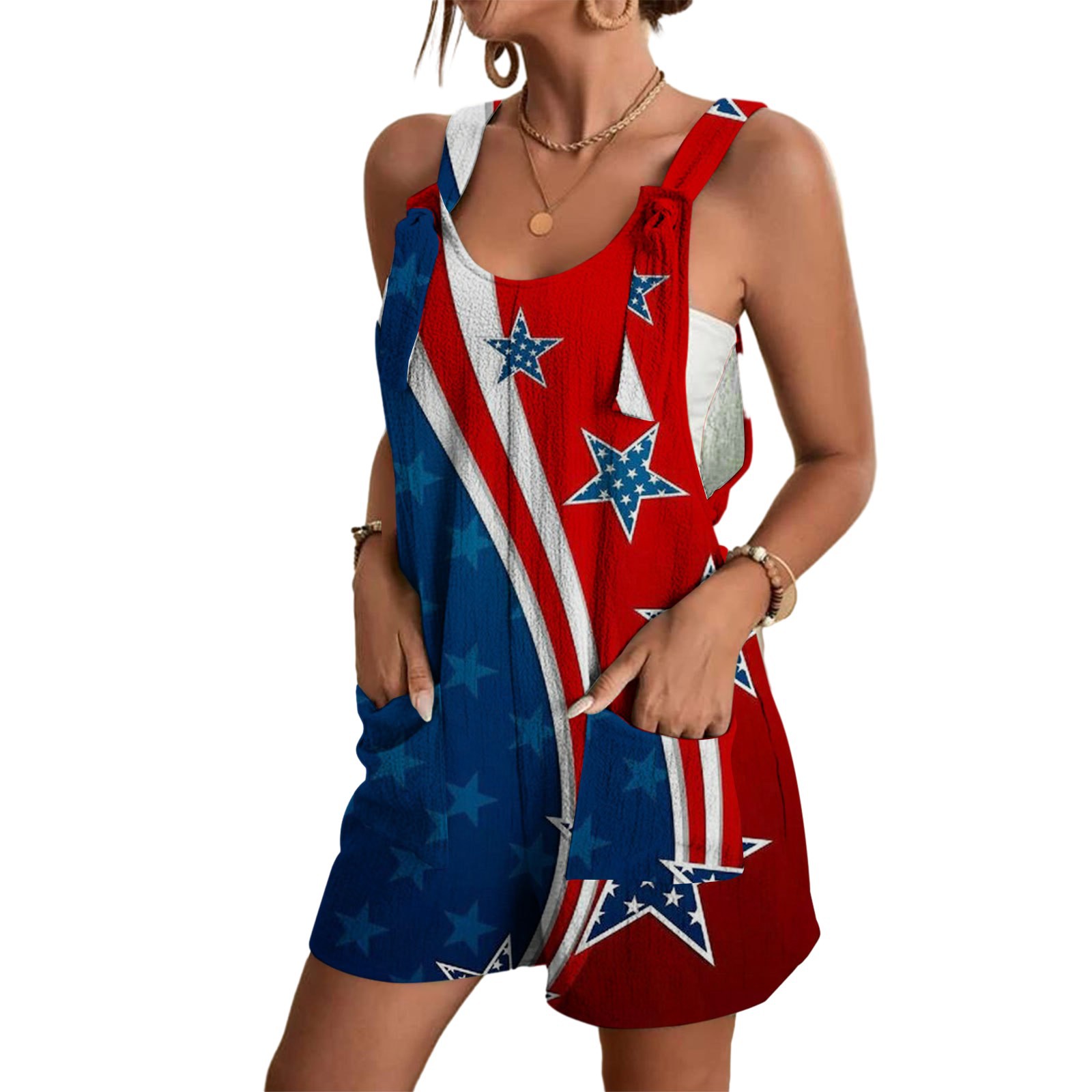 Fashion Casual Printing Suspender Jumpsuit