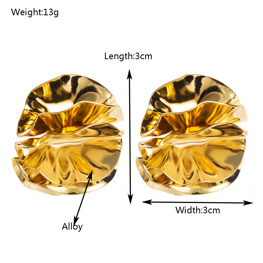 Metal Petal Flower Stud Earrings