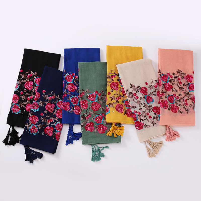 Ladies Travel Often Shawl Embroidery
