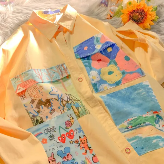 Milk yellow Oil Painting Cute And Chic Floral Blouse Yellow - Shop at LoveMi