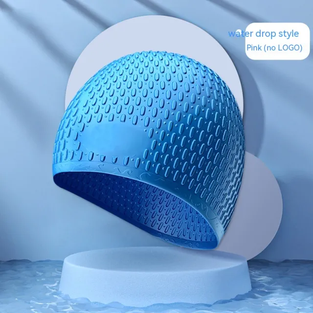 Fashion Silicone Water Drop Swimming Cap Blue - Shop at LoveMi