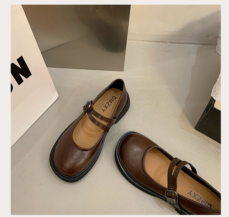 Retro Round Toe Chunky Heel Women's Shoes - Sole View - Sarah Express