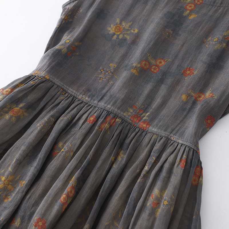 Women's Half Sleeve Vintage Printed Leisure Style Artistic Midi Dress