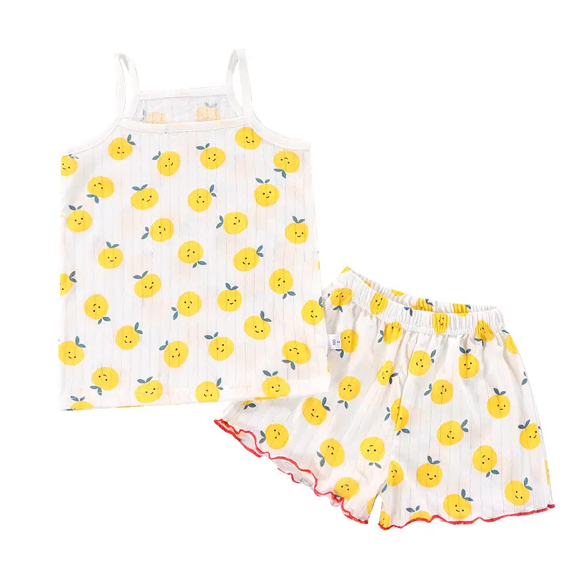 Children Straps Pajamas Summer Thin Baby Pantskirt Cotton Vest Girls' Sleeveless Homewear Suit