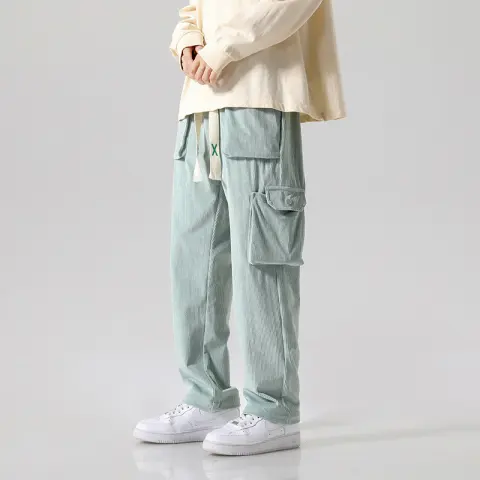 Men's Loose All-matching Corduroy Multi-pocket Straight Cargo Pants