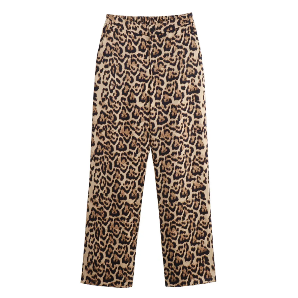 Animal Print Straight High Waist Thin Trousers - Picture Color-L