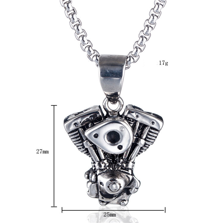 Men's Vintage Motorcycle Punk Gothic Moto Engine Engine Necklace