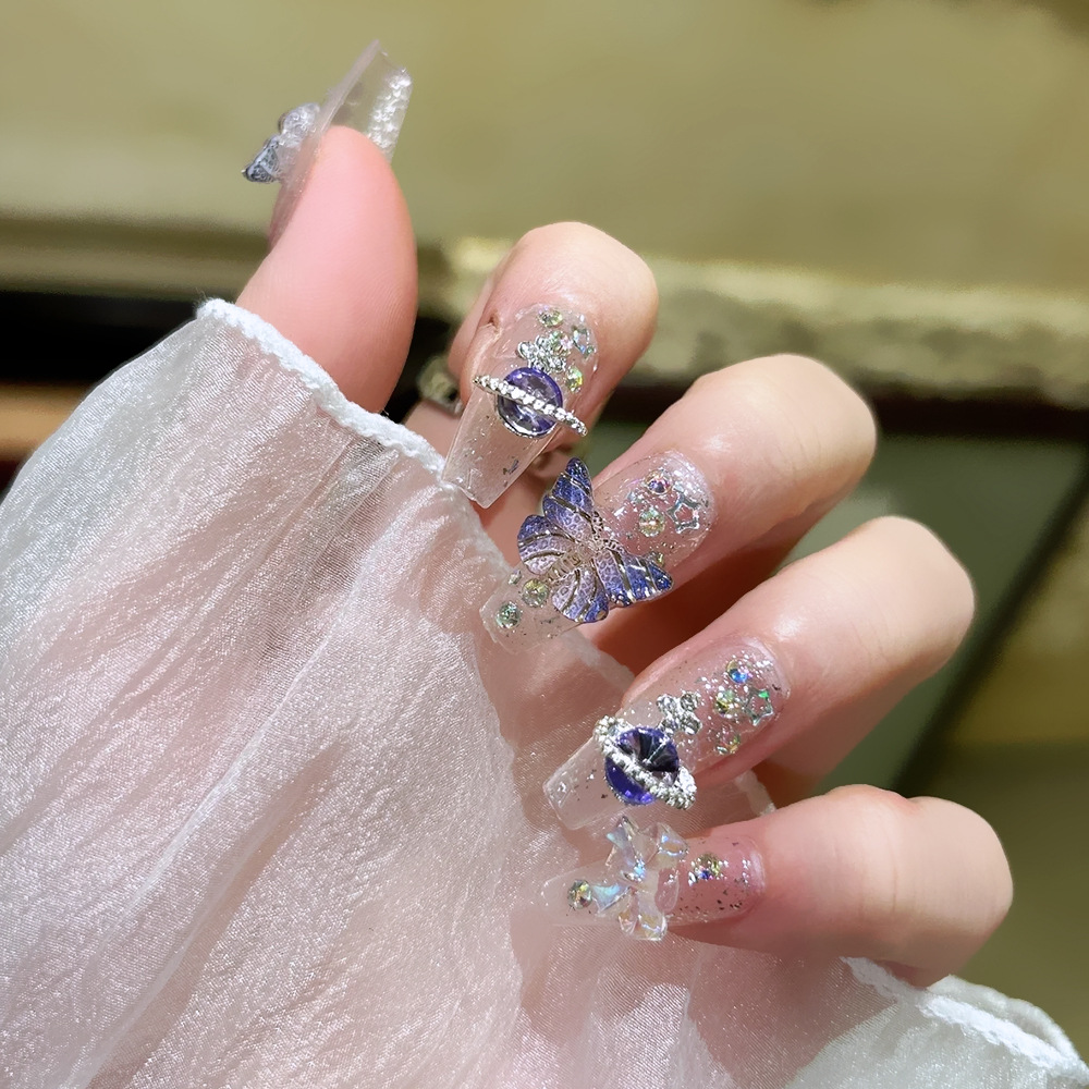 Aurora Bow Nail Tips With Crystal Accents For A Glamorous Wearable Look