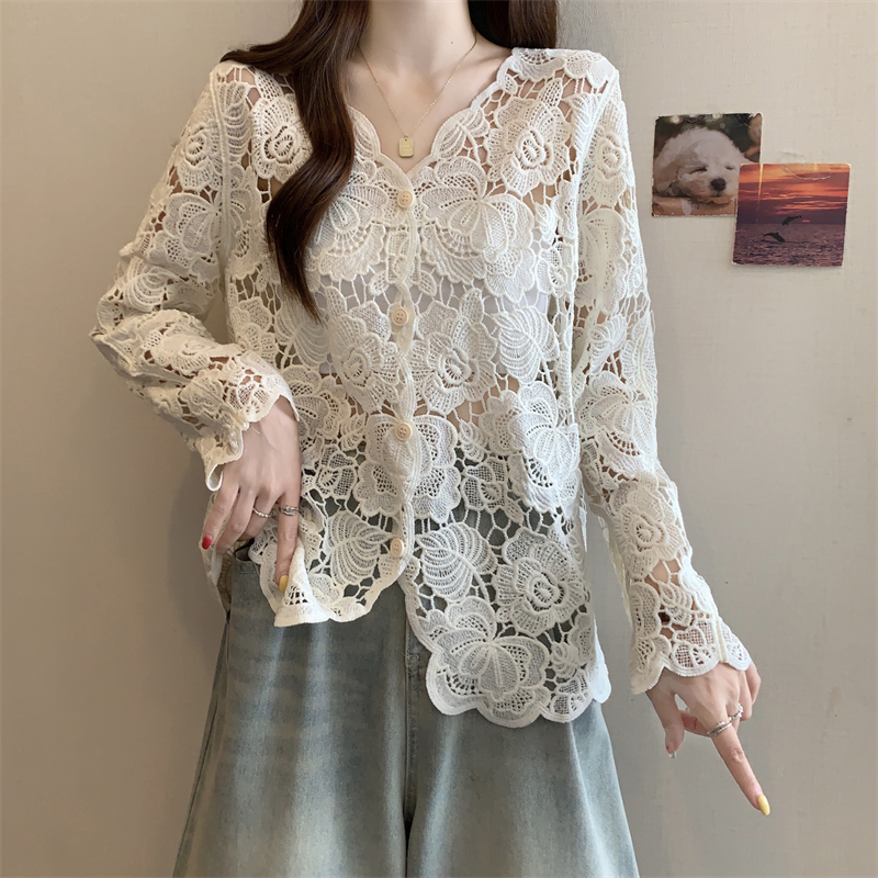 Lace Long Sleeve Top Women Elegant Embroidered Hollow Top 6 1dab6261 a36d 4def 8689 f7dafb0ff388