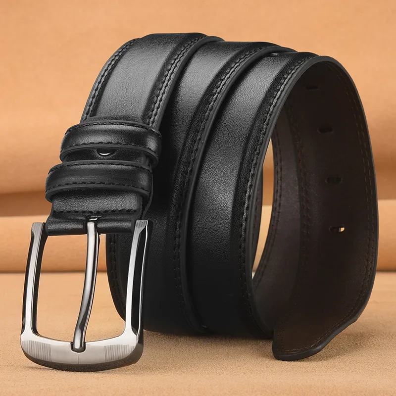 Men's Pin Buckle Cowhide Belt Business Fashion And Leisure