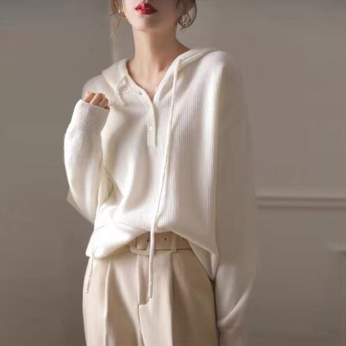 Lazy Classic Style V-neck Pure Wool Sweater