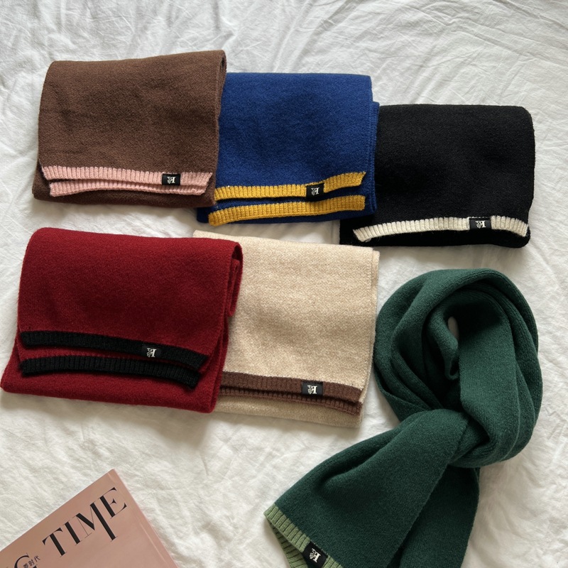 Korean Style Versatile Age-Reducing Warm Solid Color Wool INS Knit Scarf Student Couple Neck Warmer Women's Autumn and Winter