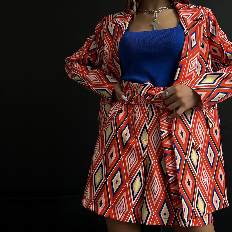 Women's Fashion Printed Shorts Suit