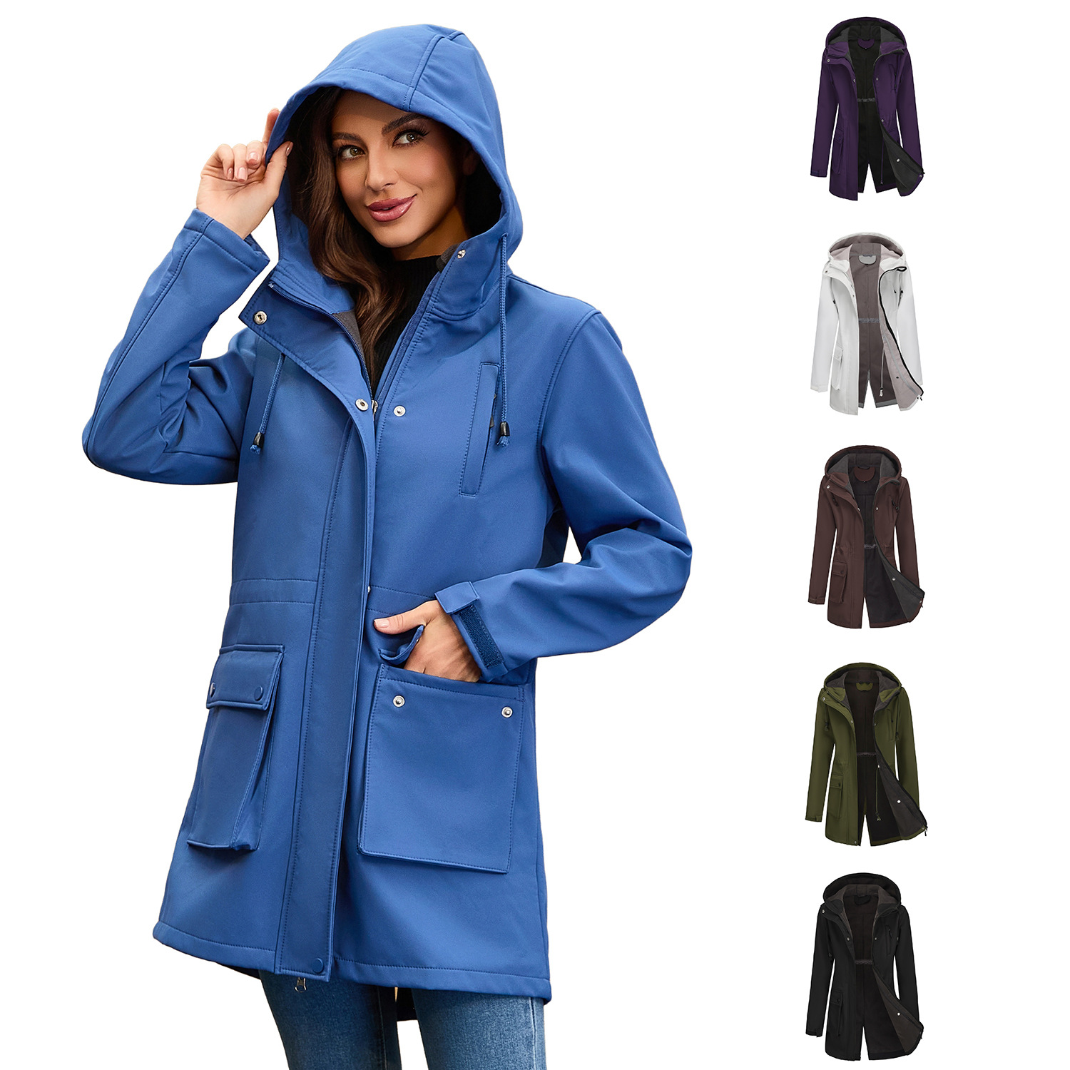 Autumn And Winter Soft Shell Jacket Women's Rain-proof Hooded Women's Raincoat