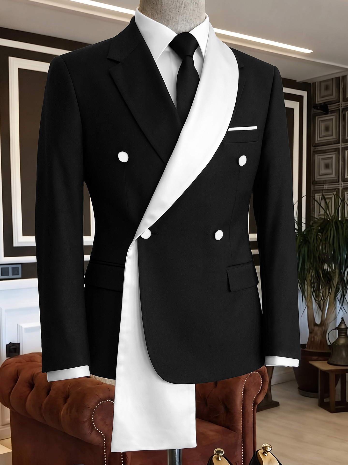 Mens Fashion Design Color-blocked Suit Jacket