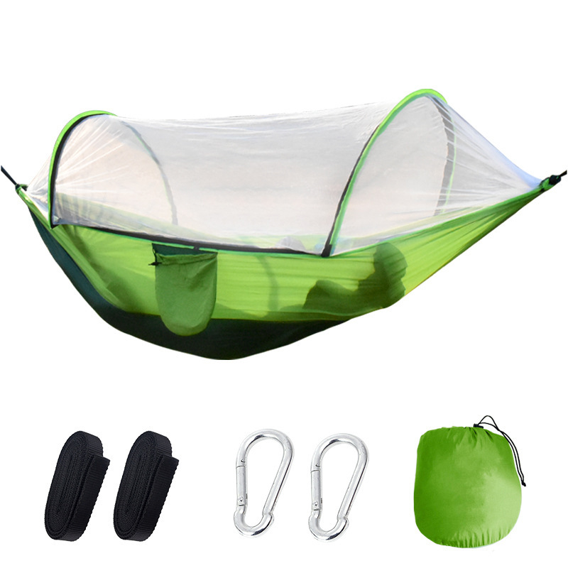Outdoor Camping Automatic Quick Unfolding Parachute Cloth Nylon Hammock