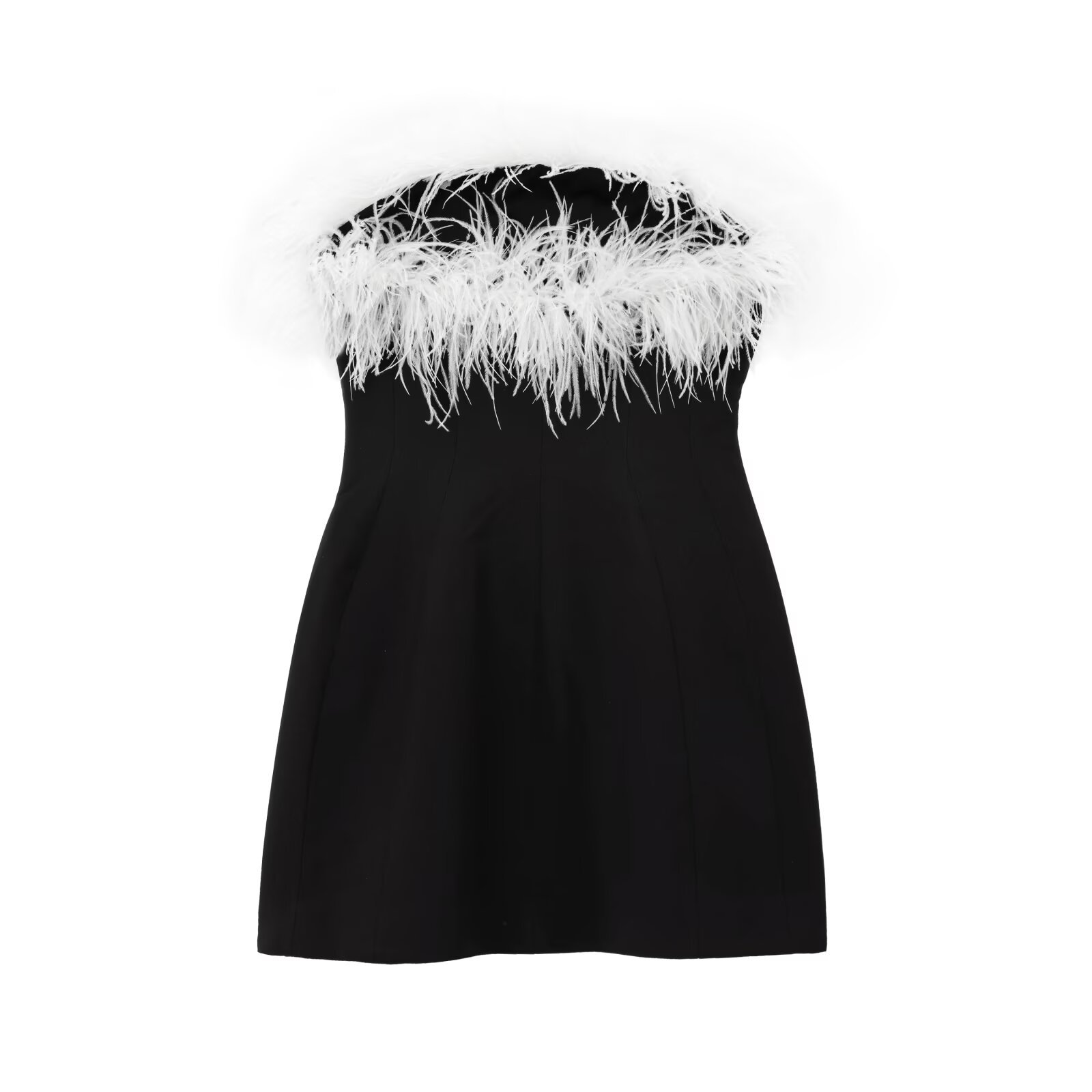 Title 8, Off-neck Elastic Hot Girl Feather Decoration Dress