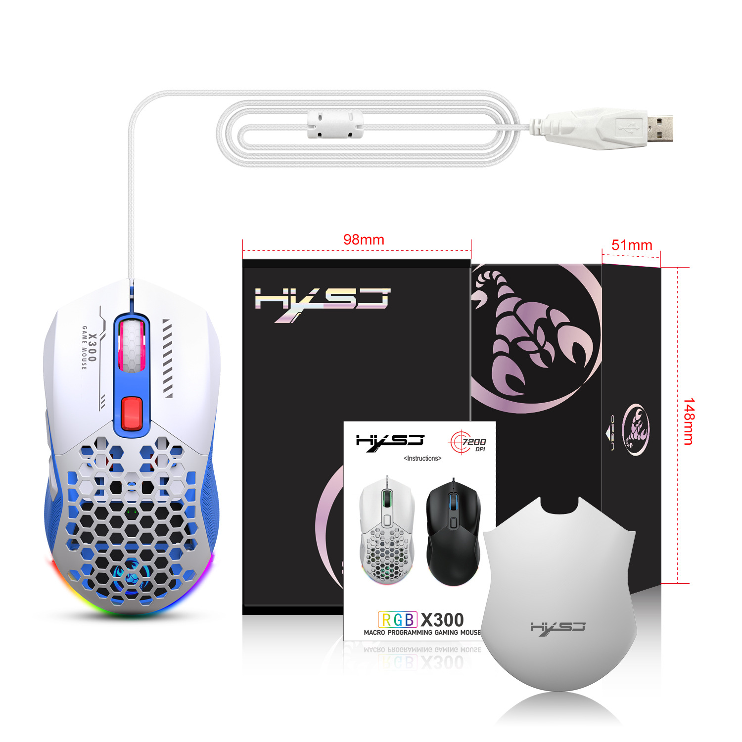 Hollow Out Wired E-sports mus RGB Luminous Lightweight - Bilde 1