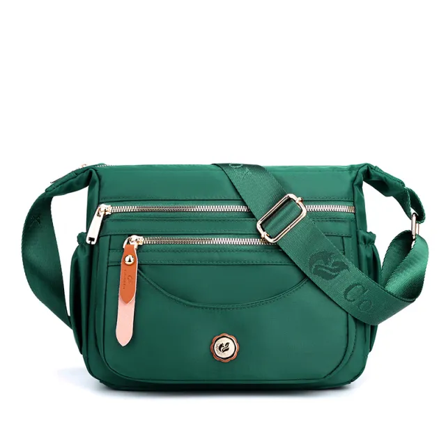 Multilayer One Shoulder Bag Large Capacity Waterproof Nylon Crossbody Bag Green - Shop at LoveMi