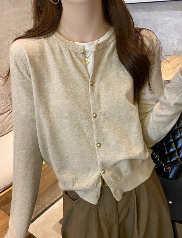 Women's Early Autumn Thin Type Long sleeved Top Oatmeal Color - Shop at LoveMi