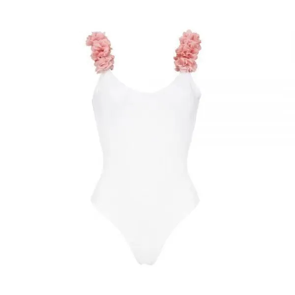 Swimsuit Women's One piece Bikini Lace Shoulder Strap White - Shop at LoveMi