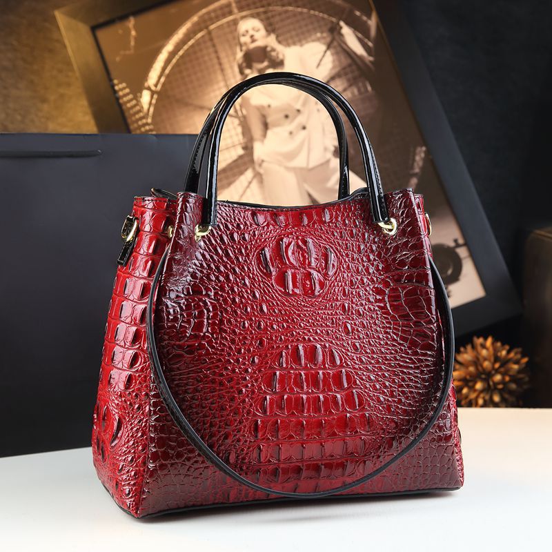 Stylish Textured And Colorful Crocodile-Print Womens Shoulder Bag
