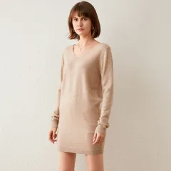 Mid-length Outerwear Loose And Lazy Style Knitted Top Bottoming Shirt - Camel - View 1