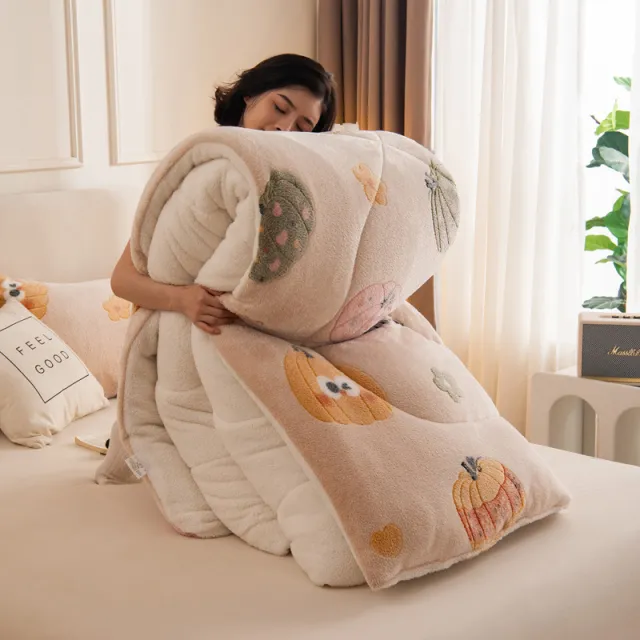 Winter Thermal Coral Fleece Blanket Duvet Small Pumpkin - Shop at LoveMi