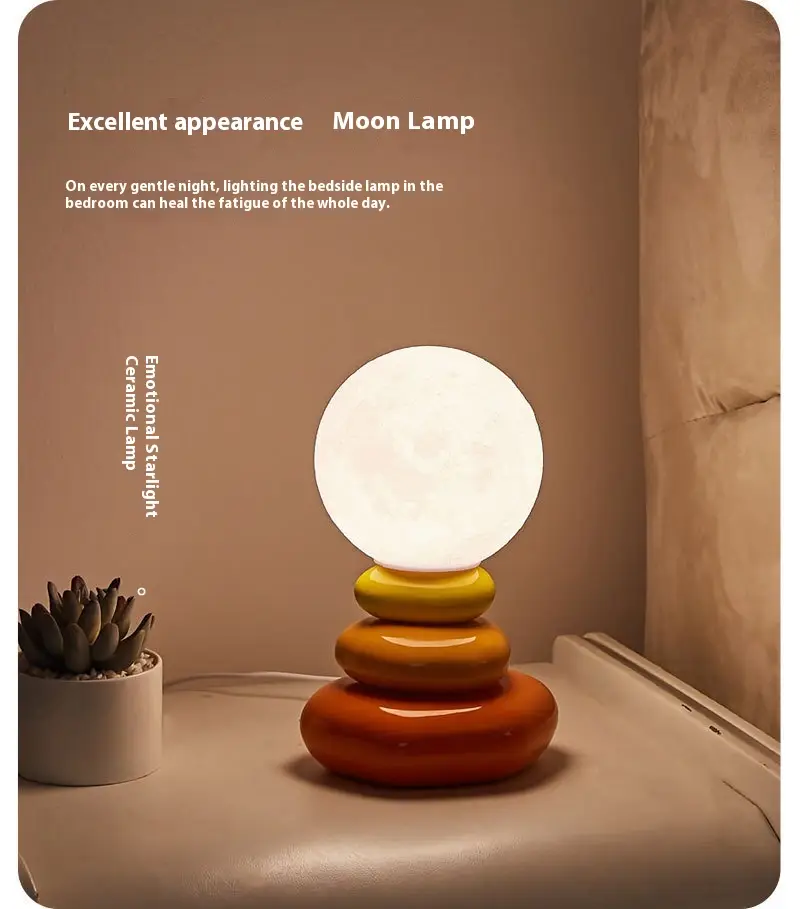 Bedroom Bedside Lamp Creative Color Stacked Stone Small Night Lamp