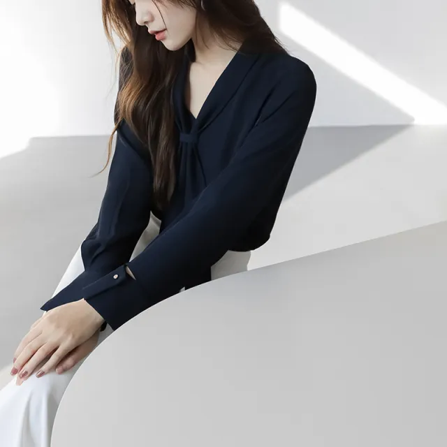 Top Temperament Commute White Shirt Navy - Shop at LoveMi
