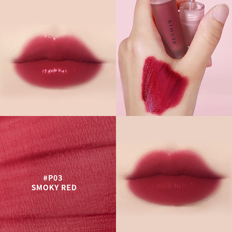 Velvet Matte Natural White Makeup Does Not Fade No Stain On Cup Lip Lacquer P03Smoky Red - Shop at LoveMi