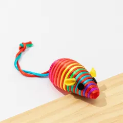 Pet Cat Toy Colour Winding Little Mouse - Rainbow Rope Mouse - View 1