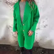 Women's Fall And Winter Lapels Long sleeved Casual Jacket Green - Shop at LoveMi
