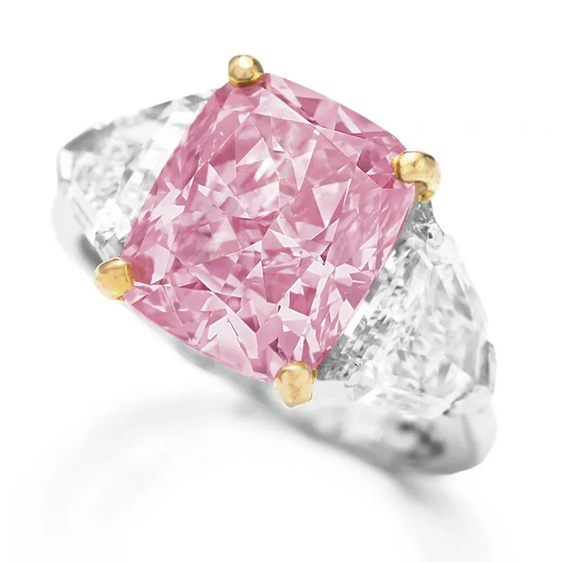 Two-Tone Square Princess Triangle Diamond Ring - Doublecolor