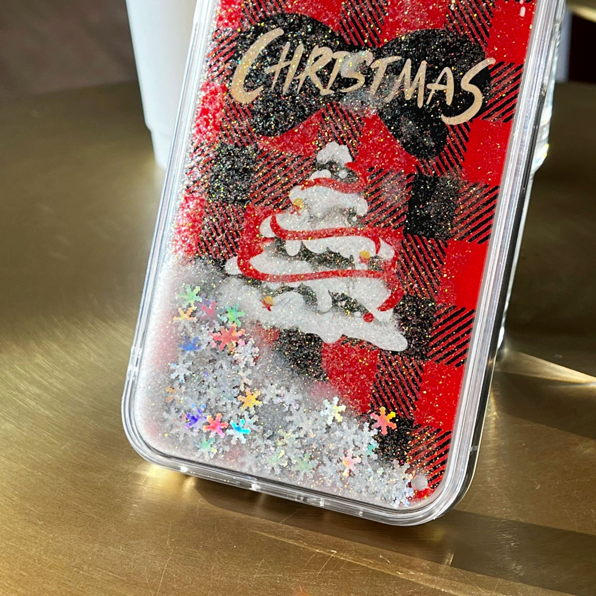 Christmas Tree Quicksand Snowflake Protective Cover Phone Case