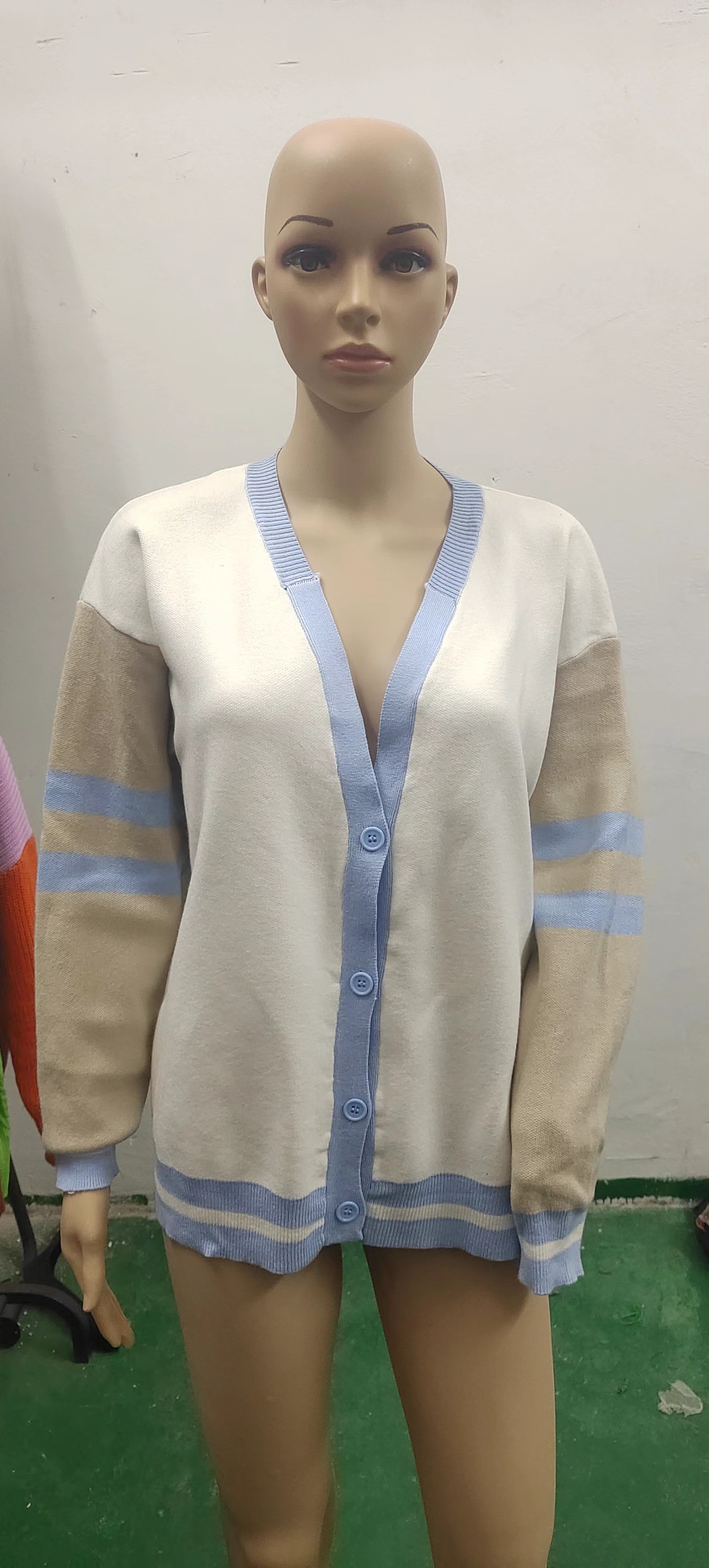 Fashion Color Contrast Striped Minimalist Knitted Loose Sweater