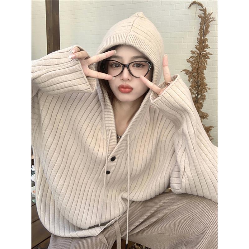 Thick Loose Mid-length Long Sleeve Top Idle Style Hooded Sweater