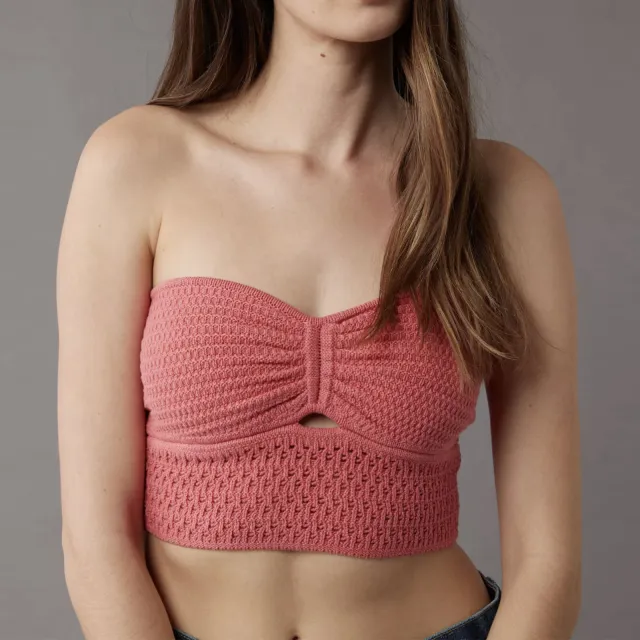 Women's Striped Solid Color Sexy Cutout Tube Top Woolen Vest Coral - Shop at LoveMi