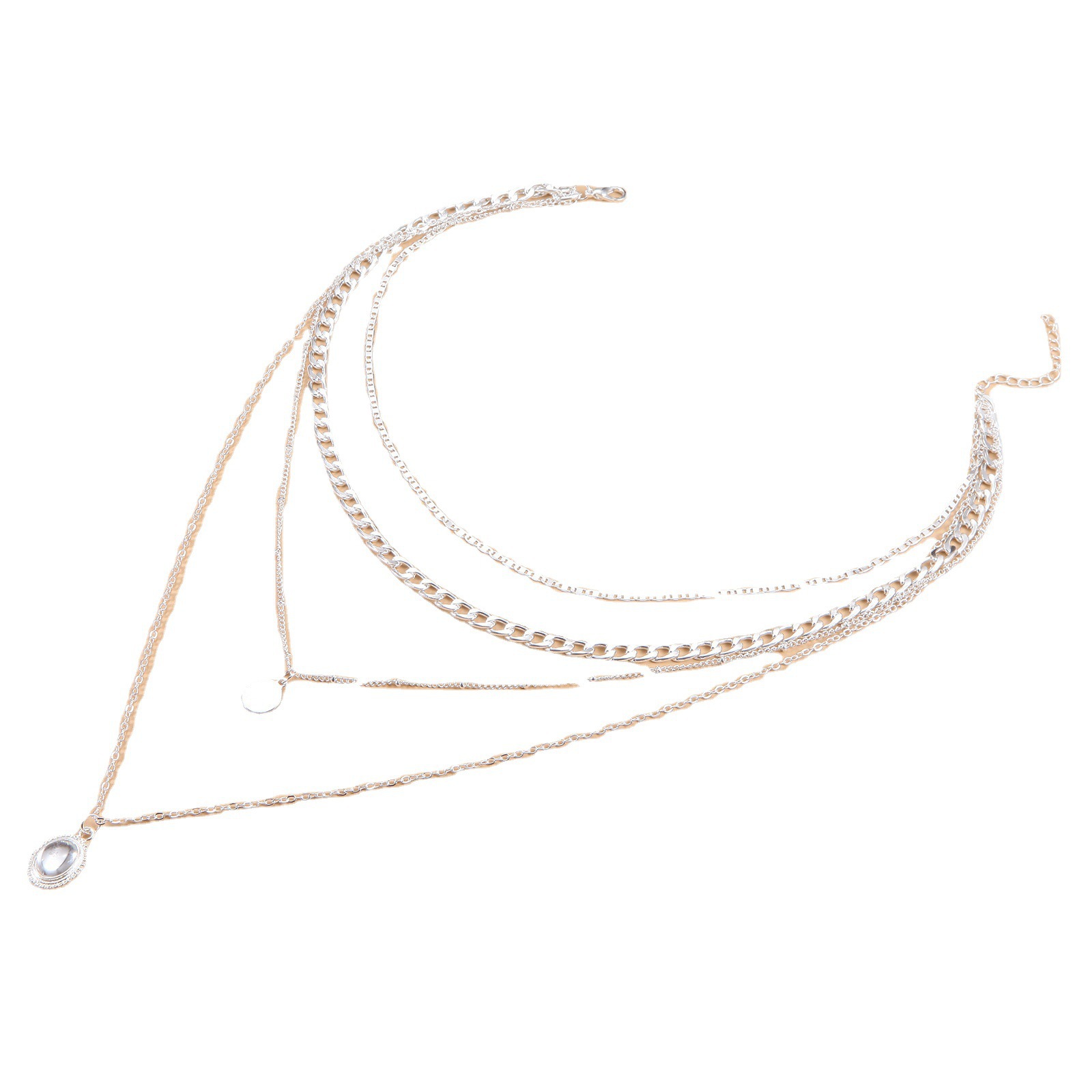 Simple Fashion Personality Multi-layer Water Drop Gem Wafer Pendant Necklace