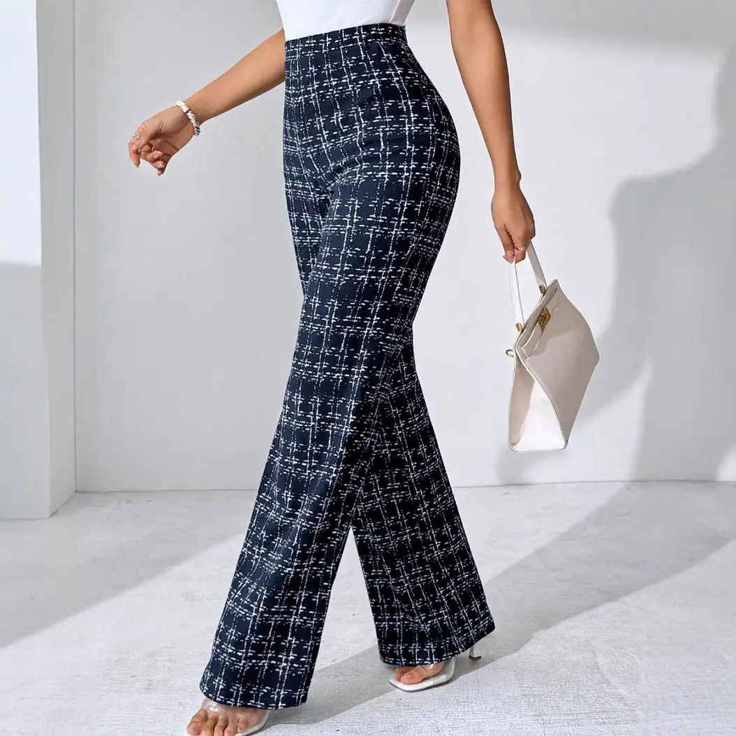 Women's Fashion Casual Plaid Printed Trousers