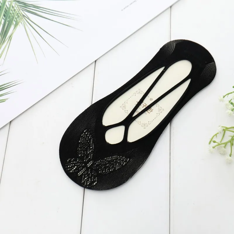 Sling Anti-off Heel Shallow Mouth Low Cut Thin Simple Invisible Socks - Black